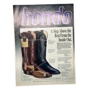 Vintage Print Ad Hondo Western Boots 1993 El Paso TX AStep Above